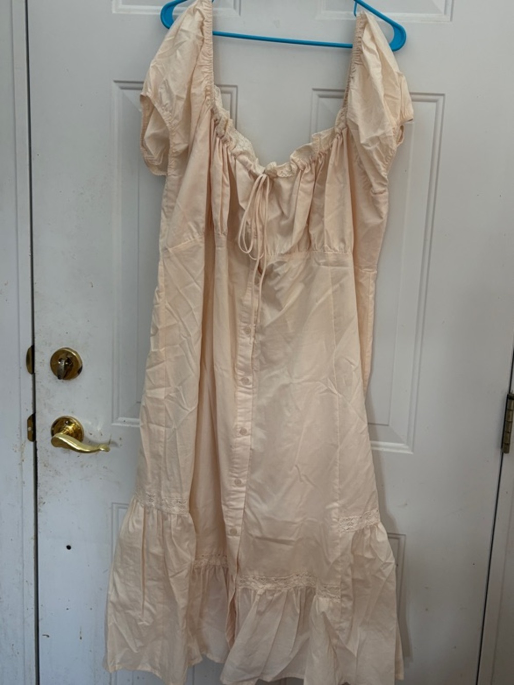 white birch Cream Lace-Trim Peasant dress